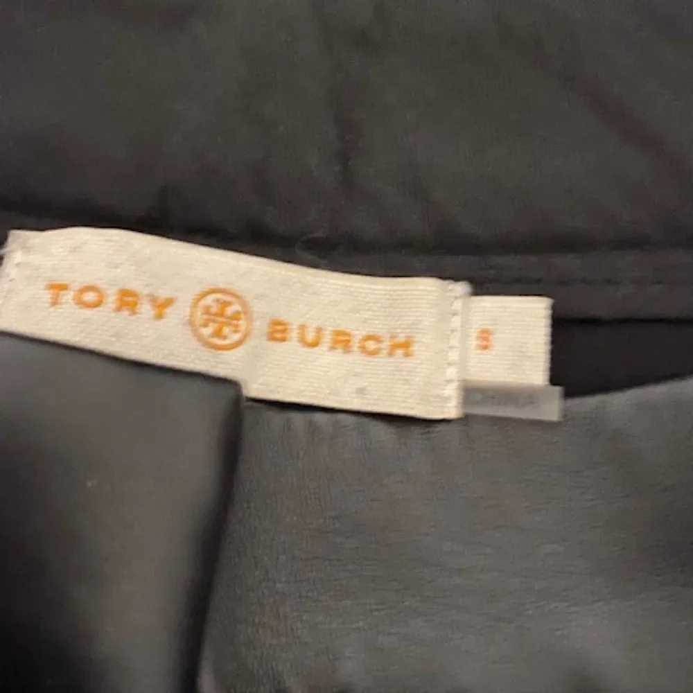 Tory Burch Black Mabley Faux Leather Tuxedo leggings, size Small